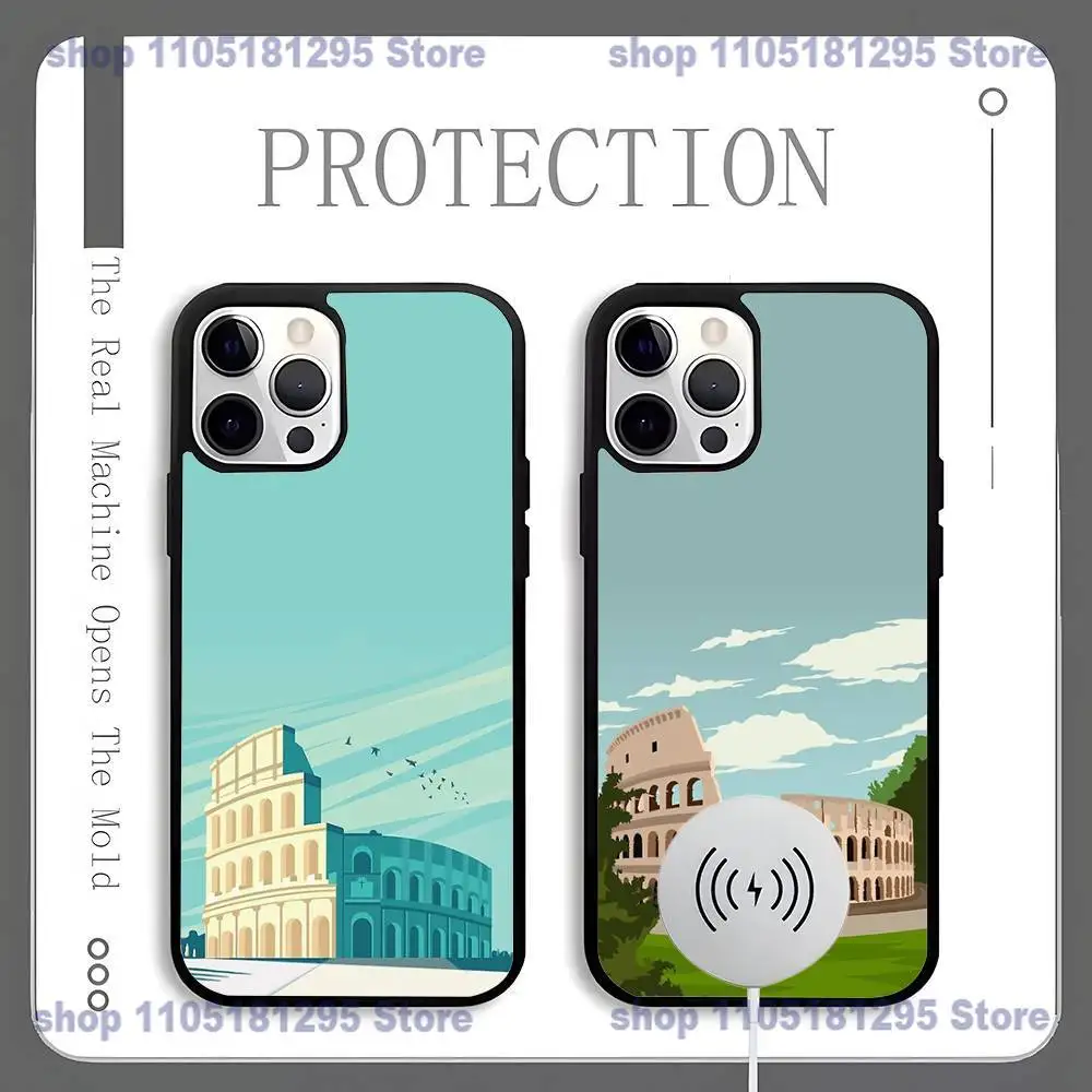 

Italy Rome City Travel Phone Case For iPhone 17,16,15,14,13,12,11,Pro,Max,Plus,Mini,SE4,E Magnetic Magsafe Wireless Charging
