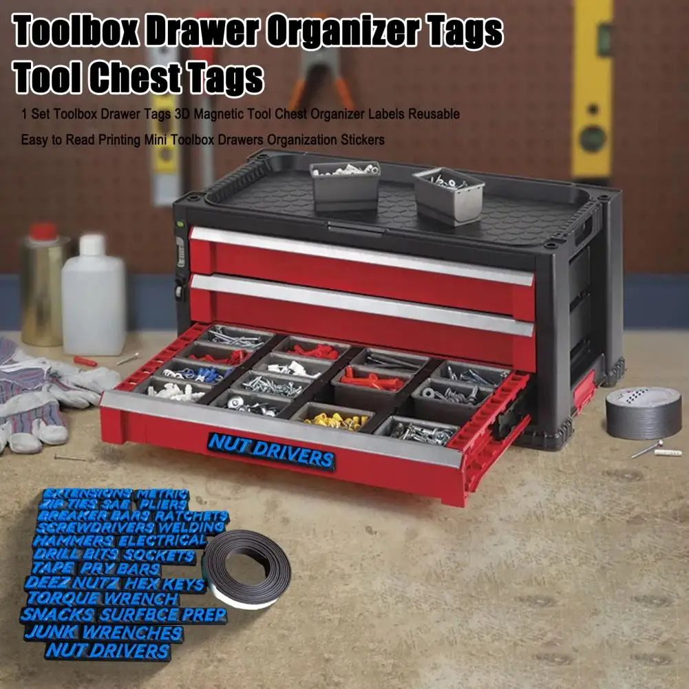 

Drawer Organization Tags Magnetic Toolbox Drawer Tags for Easy Organization 3d Tool Chest Labels with Reusable for Toolbox
