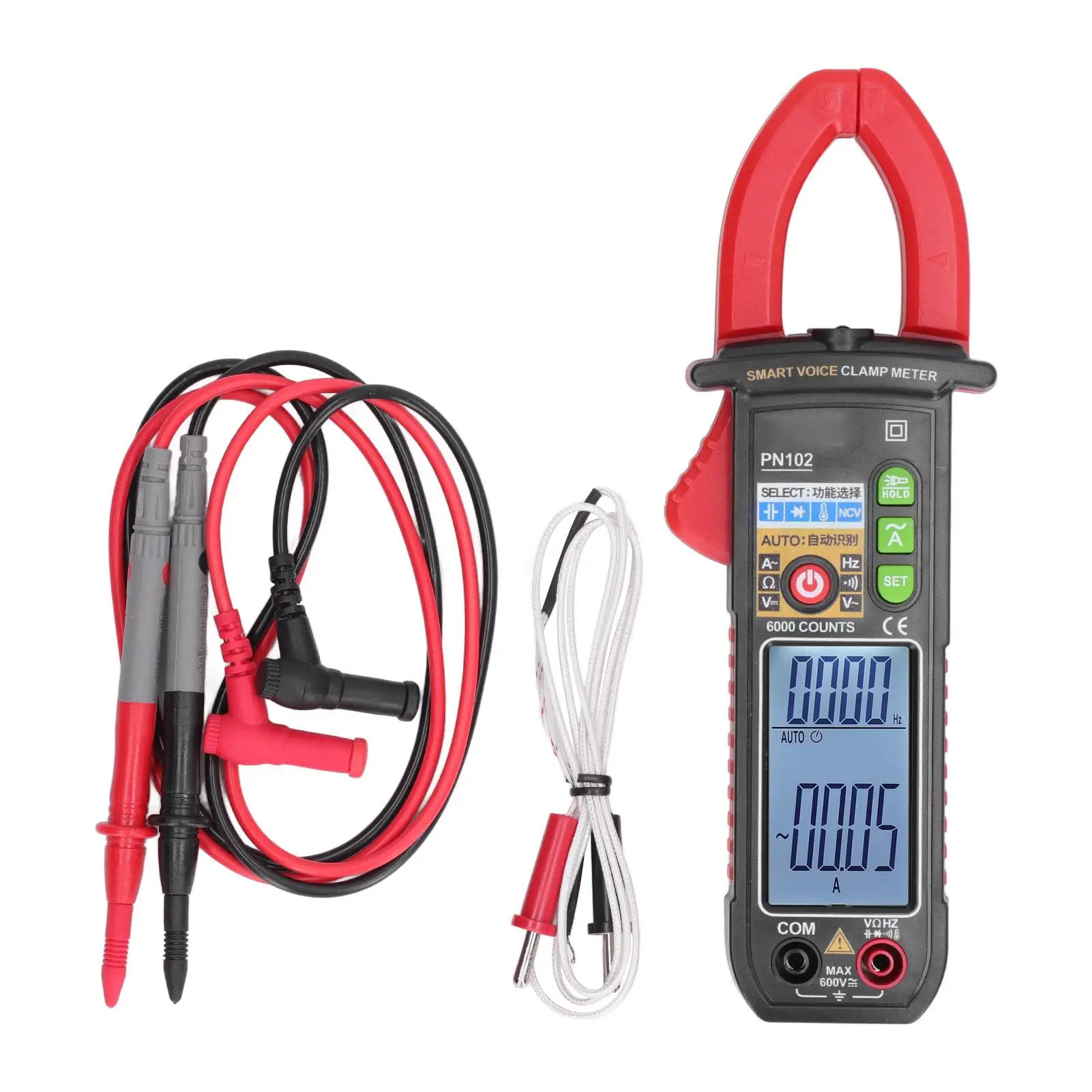 

6V-600V Digital Clamp Meter with Voice Broadcast - Auto Ranging AC/DC Current Voltage Tester for electricians