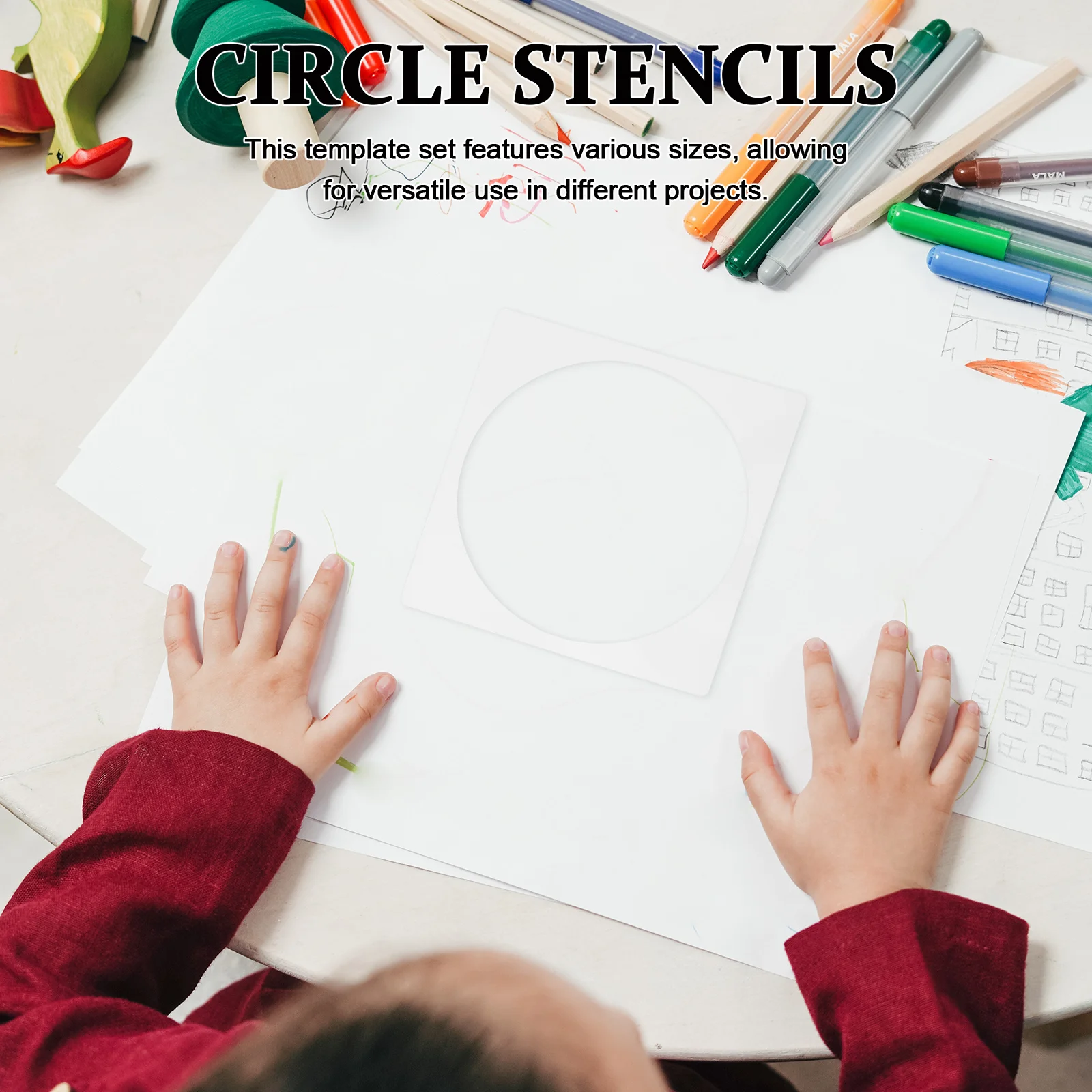 

8Pcs Plastic Stencils Reusable Circle Templates for DIY Painting Crafts Scrapbooking Geometry Art Projects Decorative Drawing