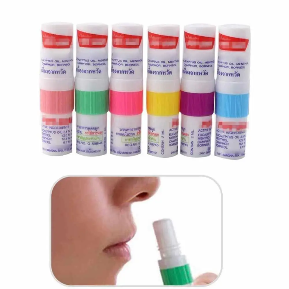 1PCS Thailand Mint Cylinder Nasal Inhaler Refresh Brain Anti Stuffy Rhinitis Nose Aspirator Cure Nasal Fatigue