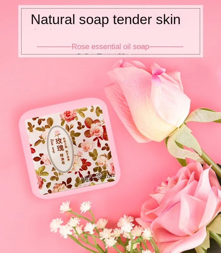 60G*2PCS Cross-Border Luxury Soap - Rose Essential Oil Handmade Soap with Herb Essences for Gentle Bathing and Cleansing