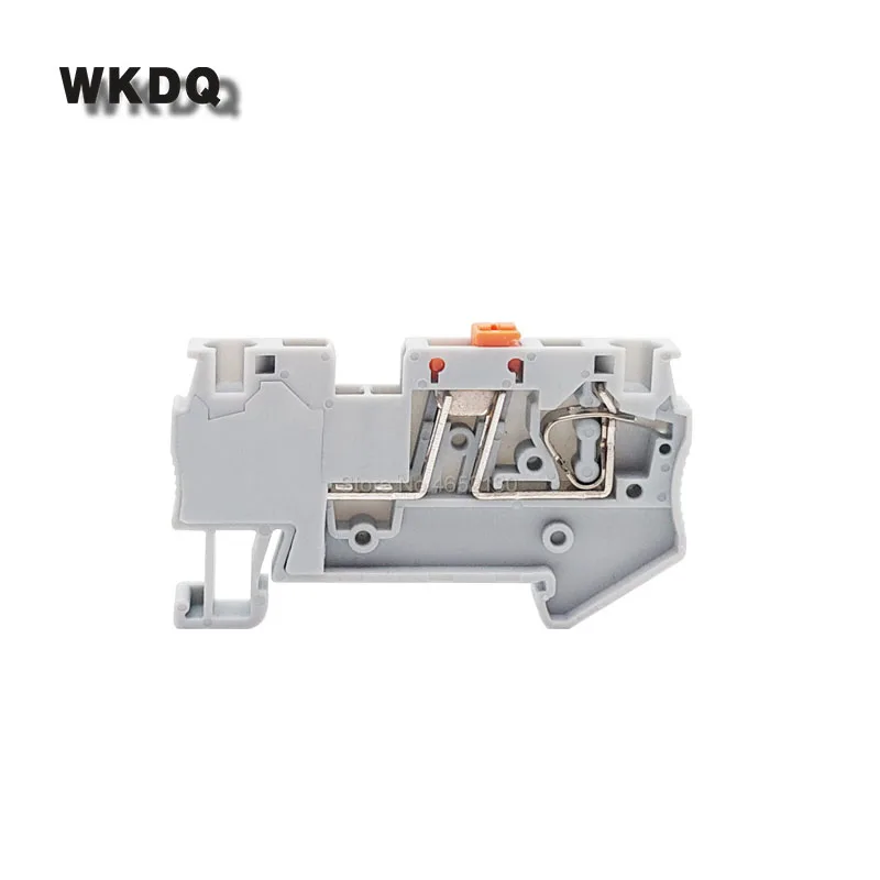 ST4-MT 10Pcs Spring Cage 4sqmm Test Connector Wire Cable Contact NS 35 DIN Rail Knife Disconnect Test Terminal Block ST 4 MT
