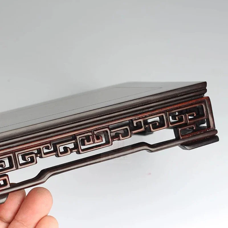 Rectangle Redwood Carved Bonsai Display Pedestal, Vase Decoration, Statue Collection Base, Home