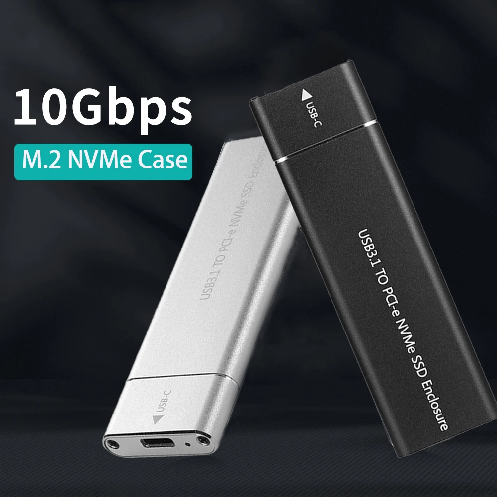 M2 SSD NVMe Enclosure PCIE 10Gbps USB 3.1 Gen2  External NVMe Case USB C Adapter Aluminum Box for MAX 4TB M2 SSD M Key 2280