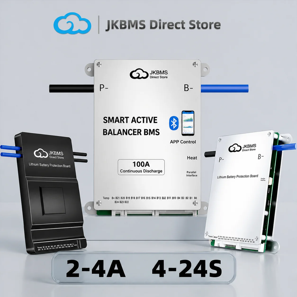 

JK Smart BMS 4S 200A 120A RS485 CANBUS 8S 10S 16S 20S 24V 48V 72V Active Balance 2A LiFePO4 Li-ion LTO JK-B2A8S20P