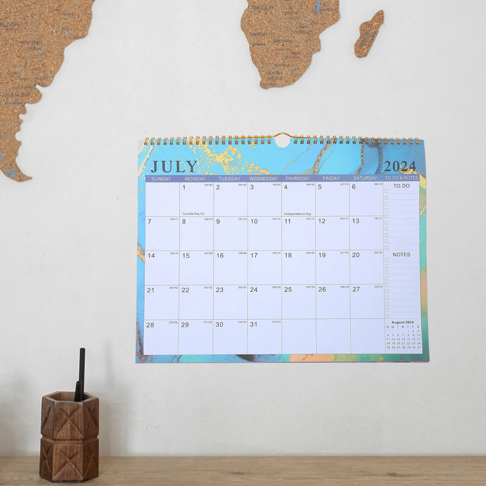 

Hanging Wall Calendar Monthly Planner with Clear Printed Dates Holiday Markings and Writing Space for Home Office Family Use