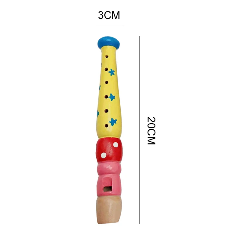 Wooden Cartoon Piccolo Flute Children Clarinet 6-Hole Recorder Toys Musical Instrument Toys Early Music Education Enlightenment