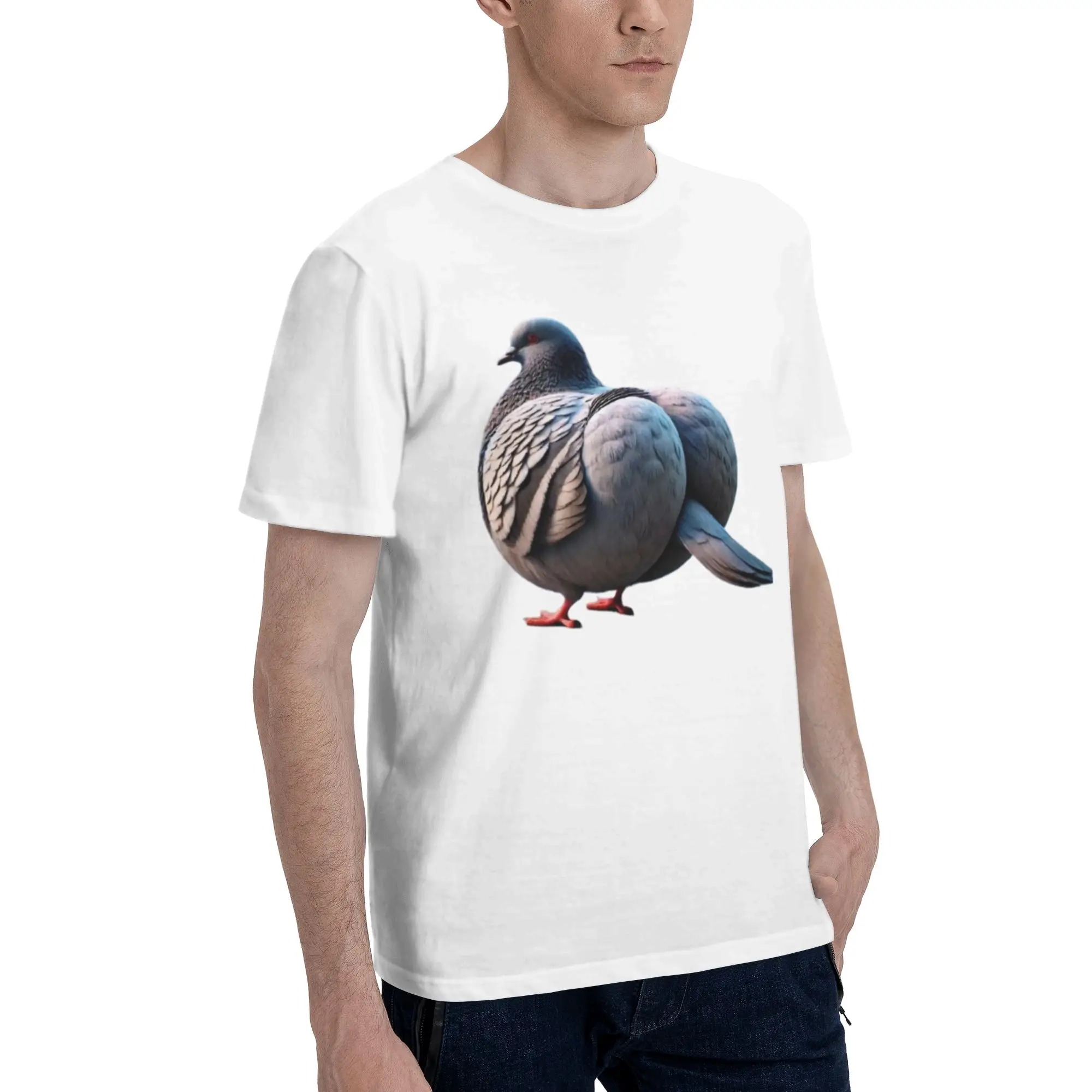 Big booty Men T Shirts pigeon meme Unique Tees Short Sleeve Round Neck Pure Cotton Printed Clothing T-Shirt