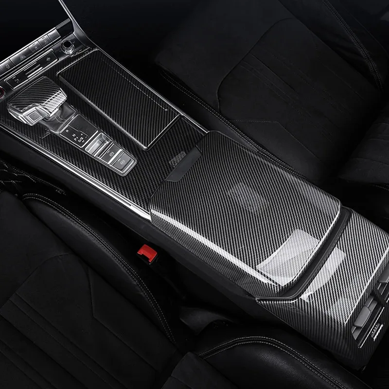ABS Carbon Fiber Car Gear Stick Cover Central Panel For Audi A6L A7 C8 2019-2025 Auto Ineriors Kits Trim Upgarde Accessories