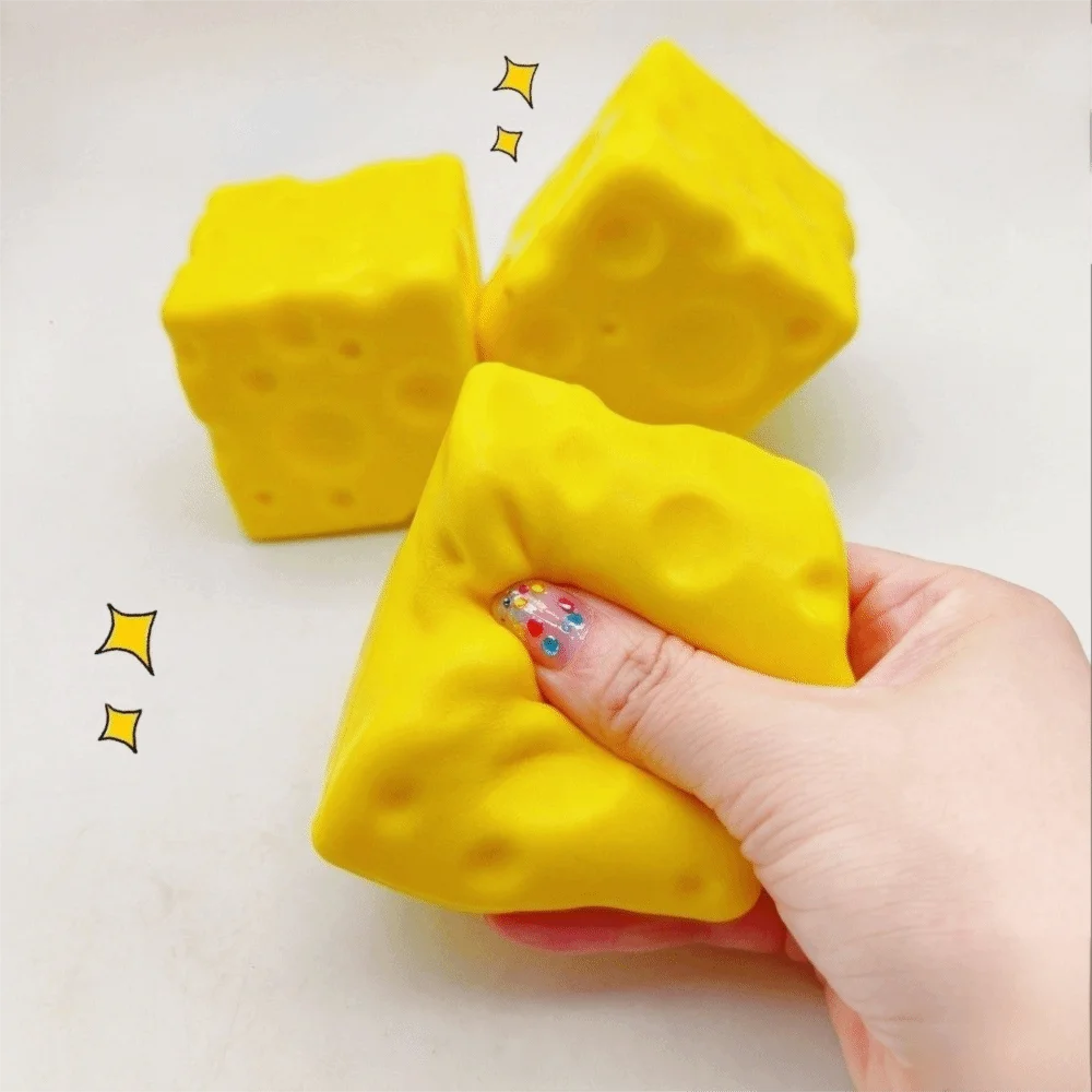 Shapeable Cheese Pinch Squishy Texture Anti-Stress Cheese Cube Stress Ball Non-Bounce Cheese Squeeze Fidget Stress Relief