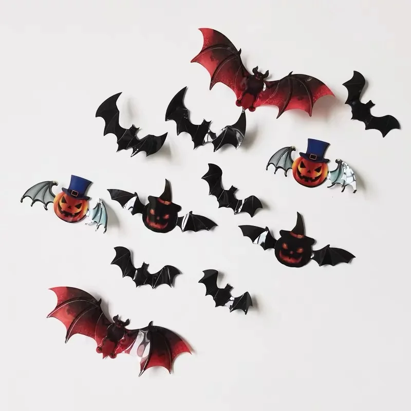 3D Three-dimensional Bat Decorations Halloween Decorations PVC Pumpkin Wall Stickers Scene Layout Party supplies wall decoration