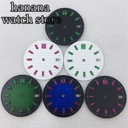 BLIGER 29.8mm Nautilus sterile dial Black White Blue Green dial amethyst crystal decoration index for NH35 NH36 movement
