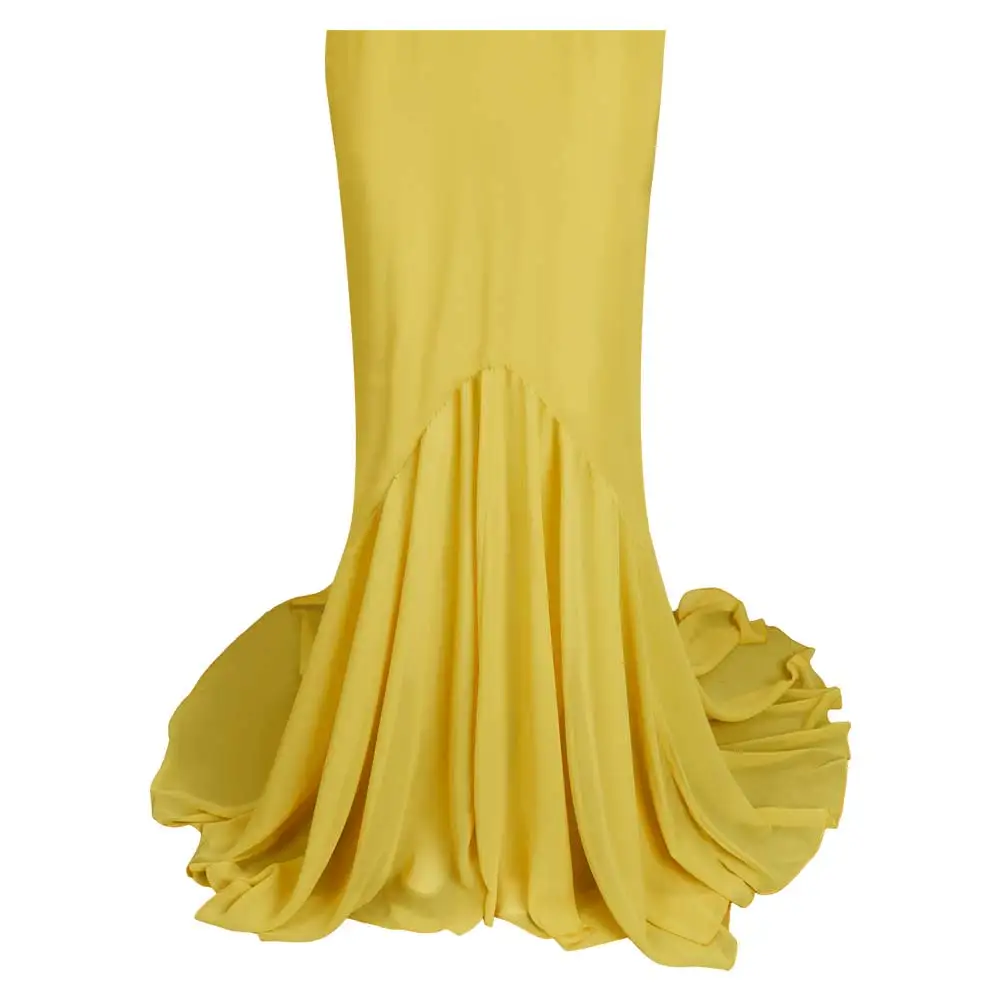 Disfraz de fantasía de Sofía Falcone para mujer, vestido amarillo Sexy, ropa de película 2024, disfraz de pingüino, traje de fantasía para mujer adulta