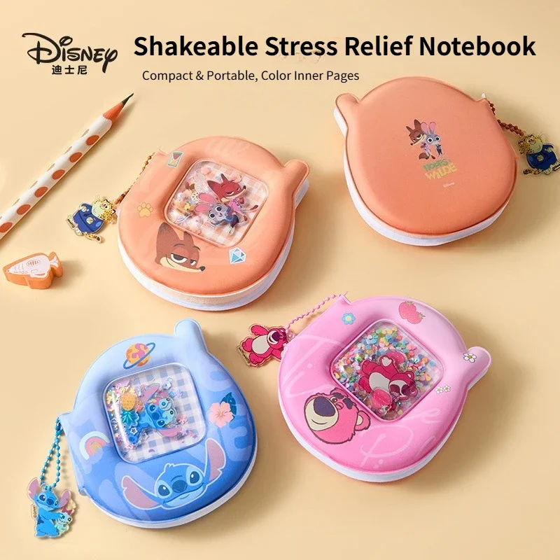 Disney Stitch & Zootopia Judy Nick Cute Cartoon Notebook, Fun Stationery Pocket Handbook, Notepad,Backpack charm，portable