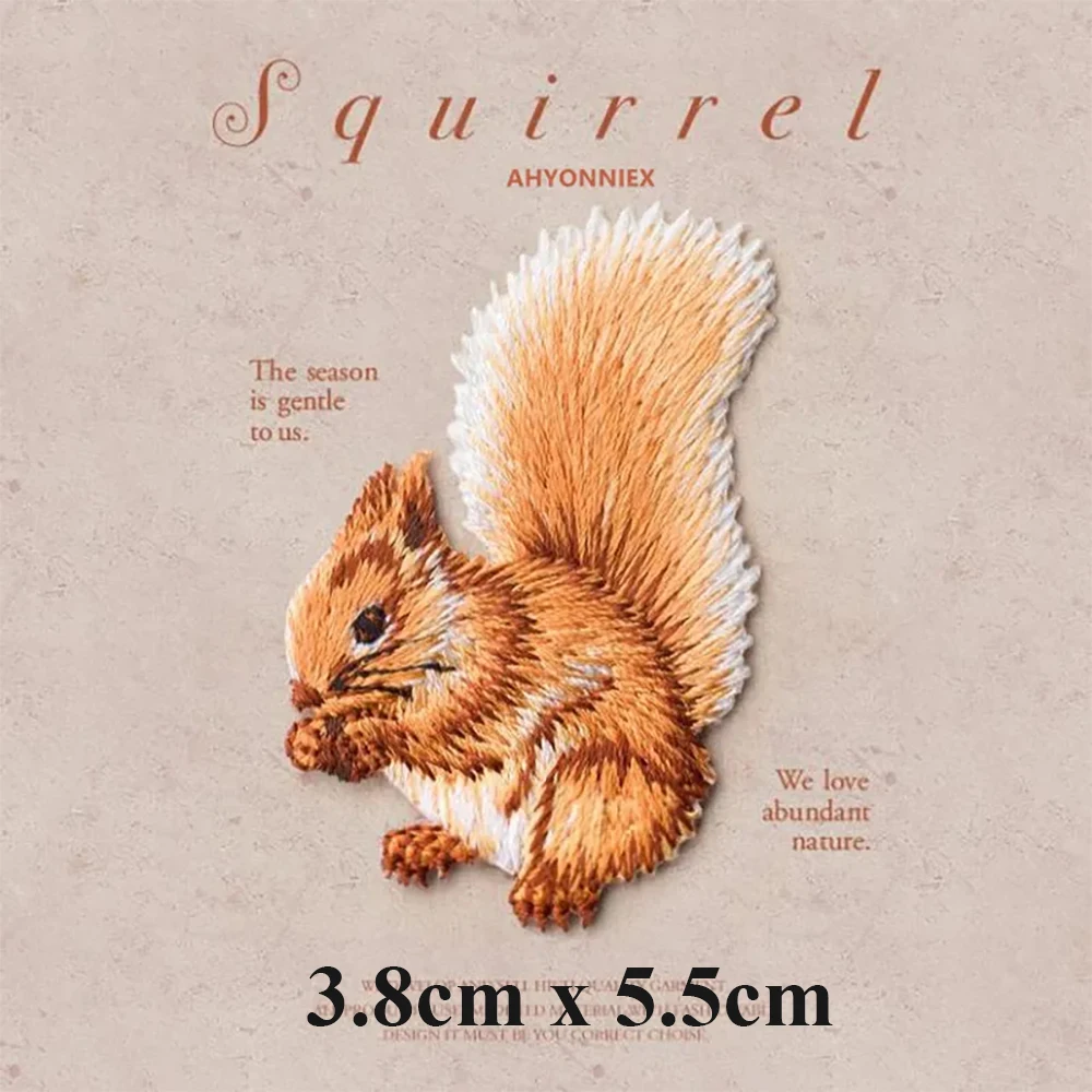 1PCS Squirrel Embroidered Patch Iron on Applique Cute Patches Shirt Bag Jeans Badges for Kids Clothing Patch