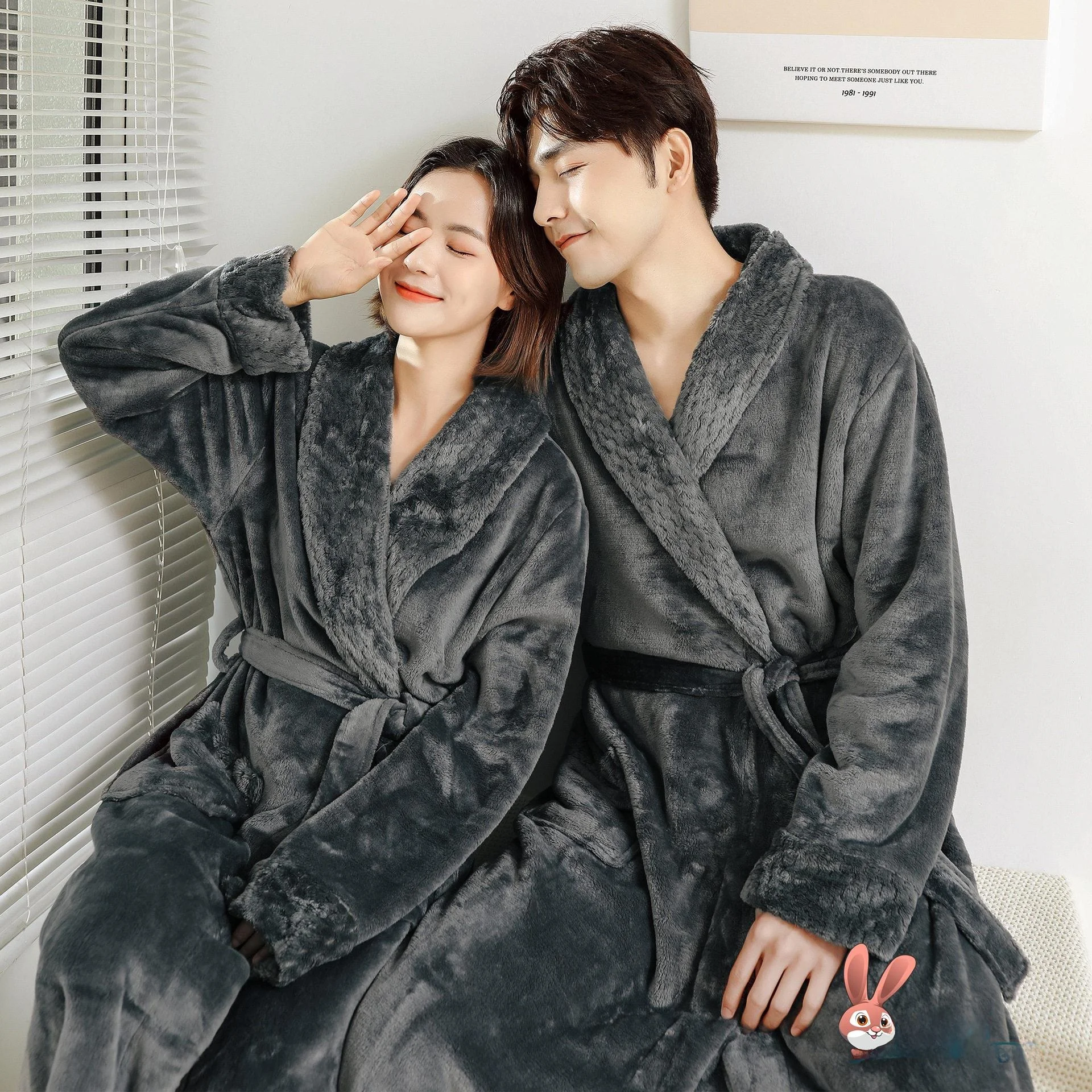 

Парные длинные фланелевые халаты: теплая домашняя одежда, мужские халаты из кораллового флиса, зимние термопижамы для пар