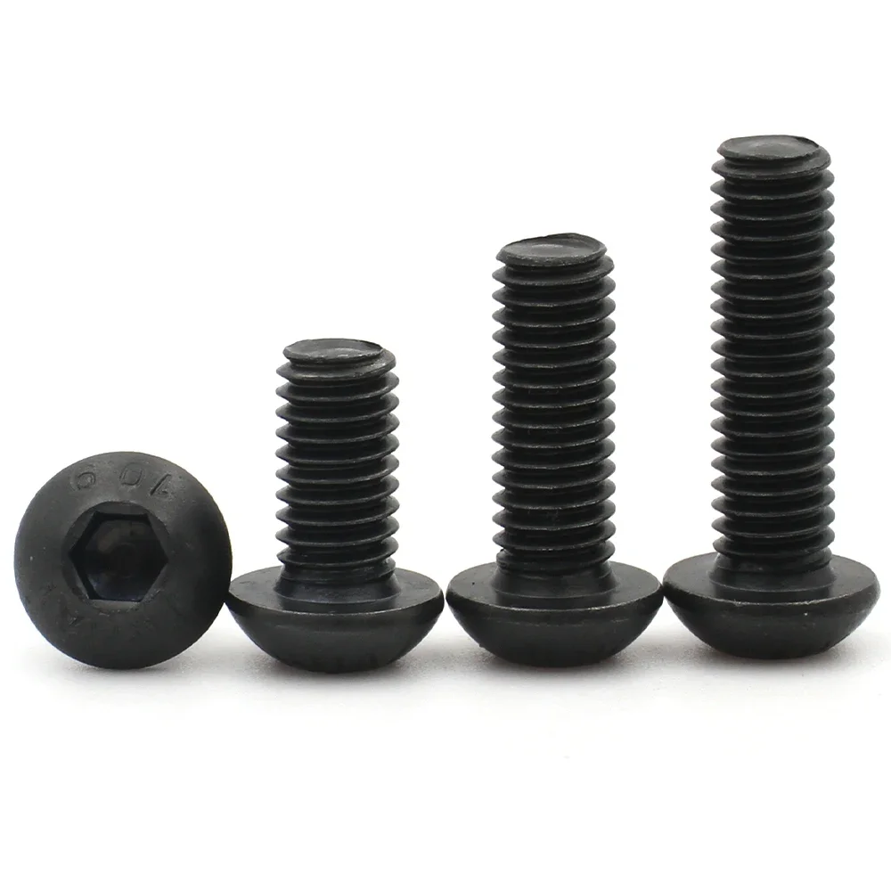 20/50pcs M1.6 M2 M2.5 M3 M3.5 M4 ISO7380 Grade10.9 Carbon Steel Hexagon Hex Socket Round Head Screw Bolt Fasteners Length=3-50mm
