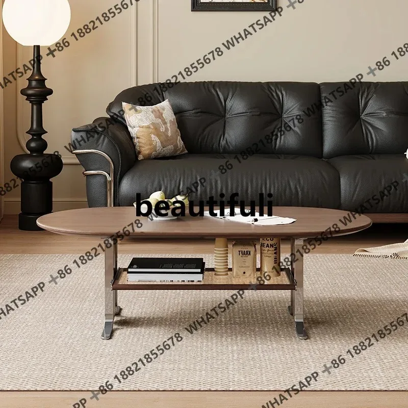 Medieval style slate coffee table living room small apartment light luxury modern high-end tea table new style