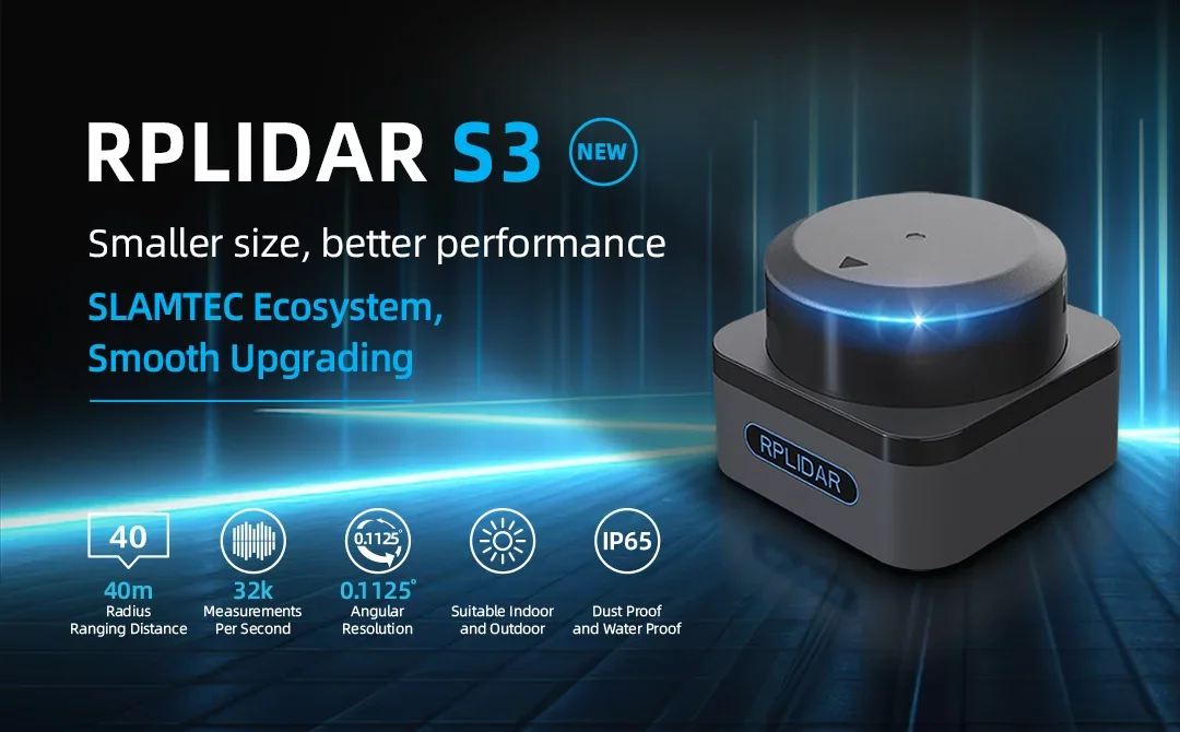 RPLIDAR S3 Lidar Scanner Sensor 40m Range 32KHz Sampling High Accuracy Measurement Radar