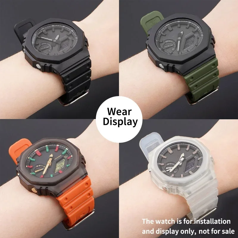 Rubber Strap for Casio G SHOCK GA 2100 DW-5600 Sport Bracelet Watch Band Stainless Steel Buckle TPU 16mm Replacement Wristband