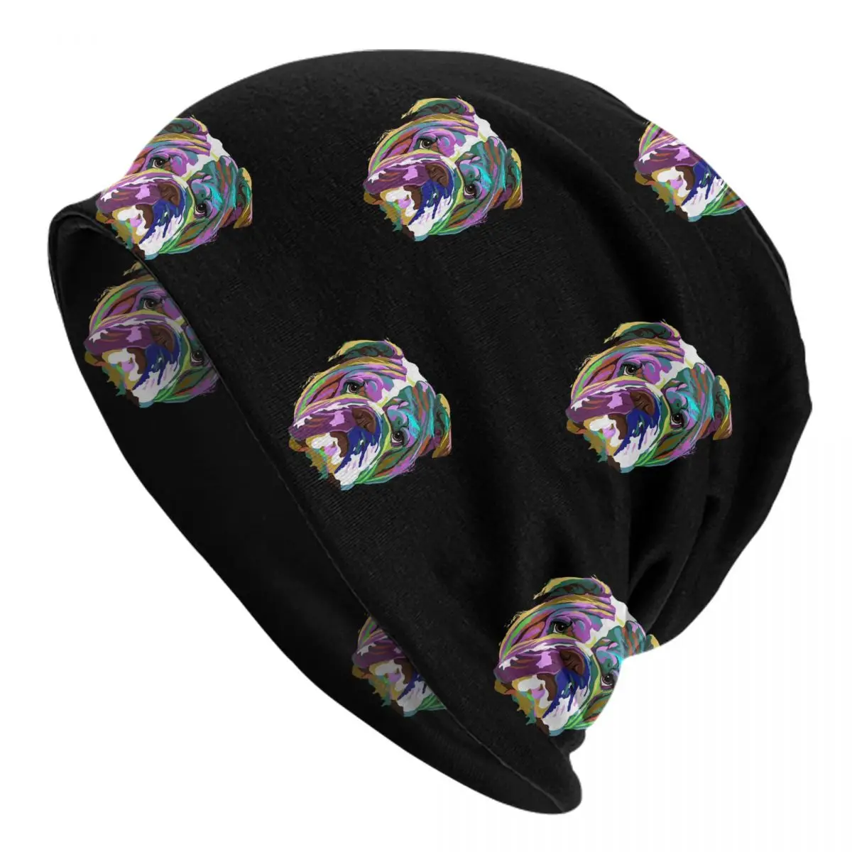English Bulldog Splash Unisex Adult Beanies Caps Knitted Bonnet Hat Warm Hip Hop Autumn Winter Outdoor Skullies Hats