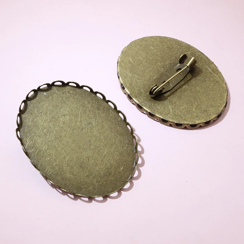 10pcs DIY Brooch Cabochon Blank Base Setting Tray 30x40mm Inner size Bronze DIY Jewelry Making Accessories Findings image 5