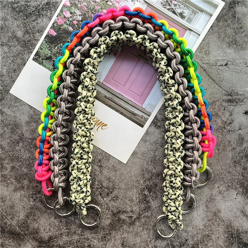 Shoulder Strap Widen Lanyard Metal Keyring Cord to Hang the Mobile Phone Accessories Braided Bag Strap Trouser Decoration