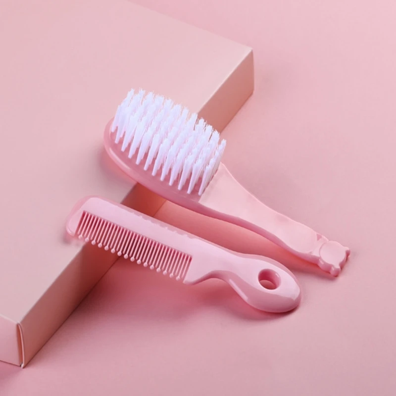 1 Set Baby Comb+Hairbrush Soft Portable Newborn Head Massager Hair Comb Hair Brush Kids Hair Care Supplies