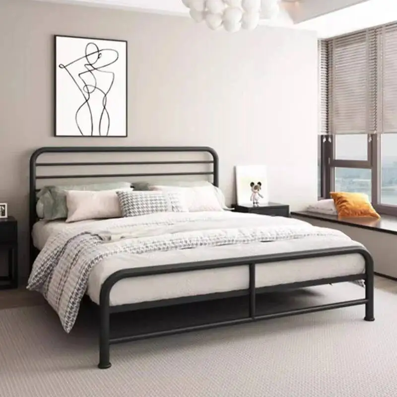 Simple Durable Iron Bed Frame for Bedroom Modern Home Indoor Metal Bedstead 1/1.2/1.5/1.8m Mattress Bases Sturdy Mattress Pallet