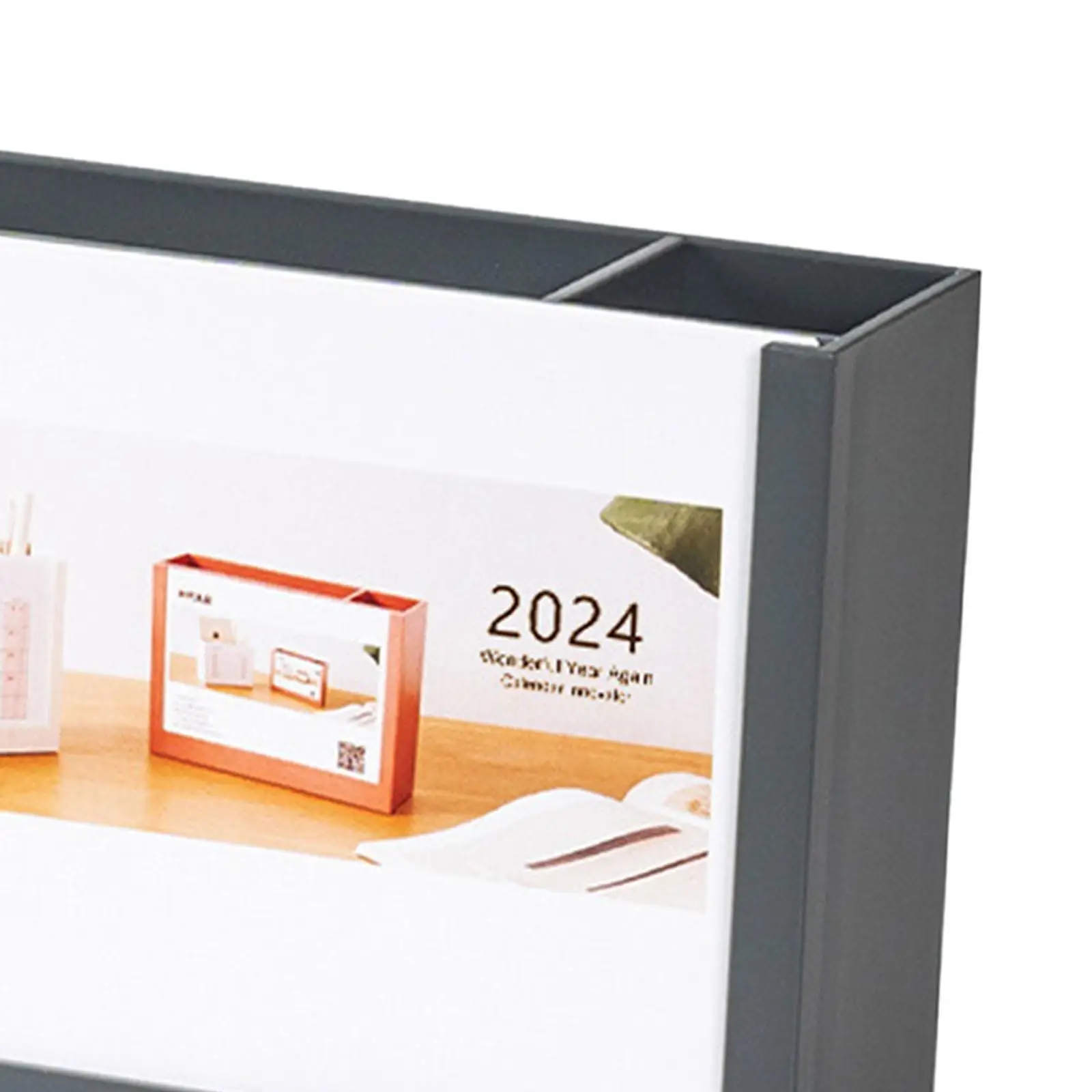 2024 Pen Holder Desk Calendar Storage Box Standing for Classroom Pen Rulers