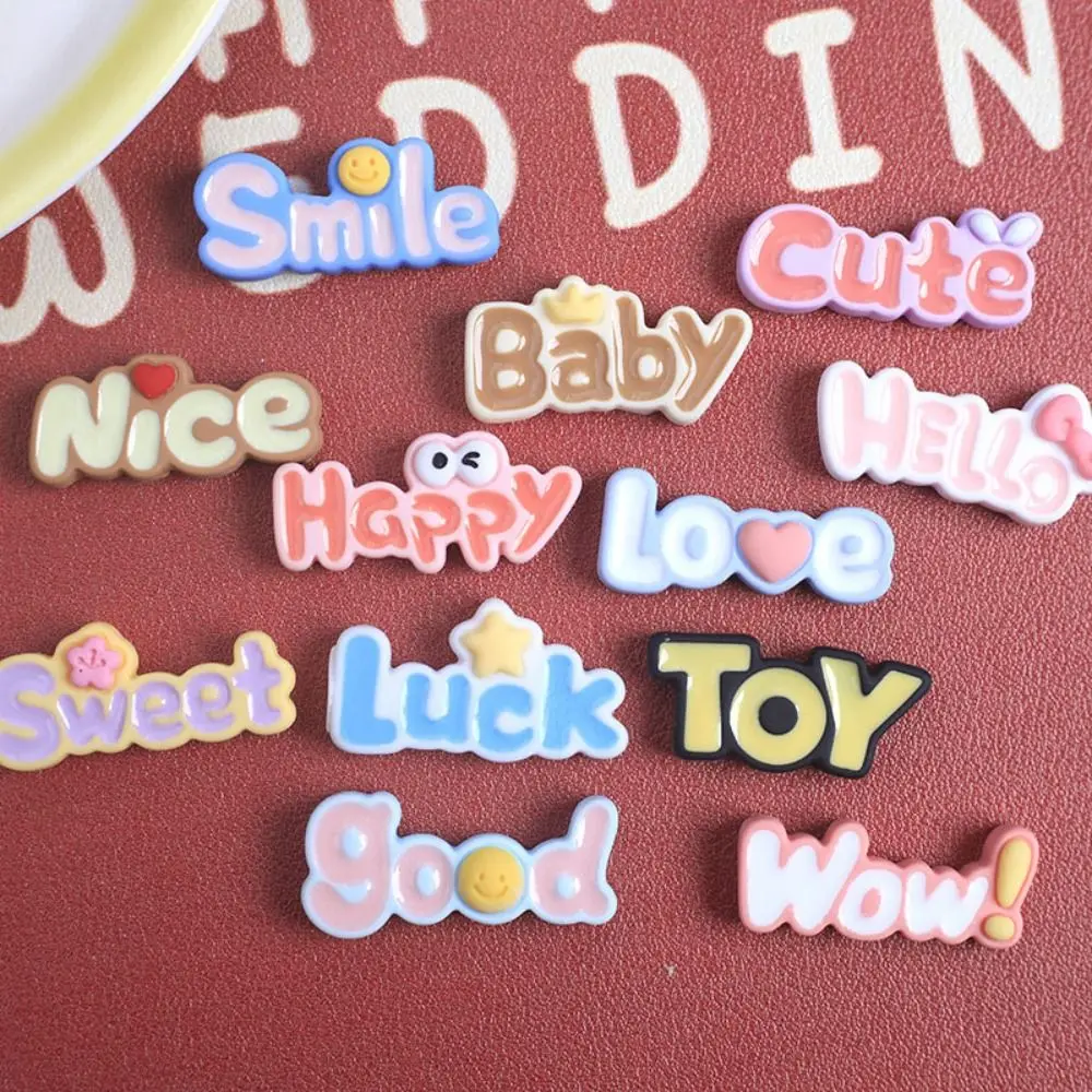 20pcs NEW Letter Plaques Resin Slime Charms Bottle Sticker Cream Gel Phone Case Decor Flatback Cute Headband Making Kids Toy