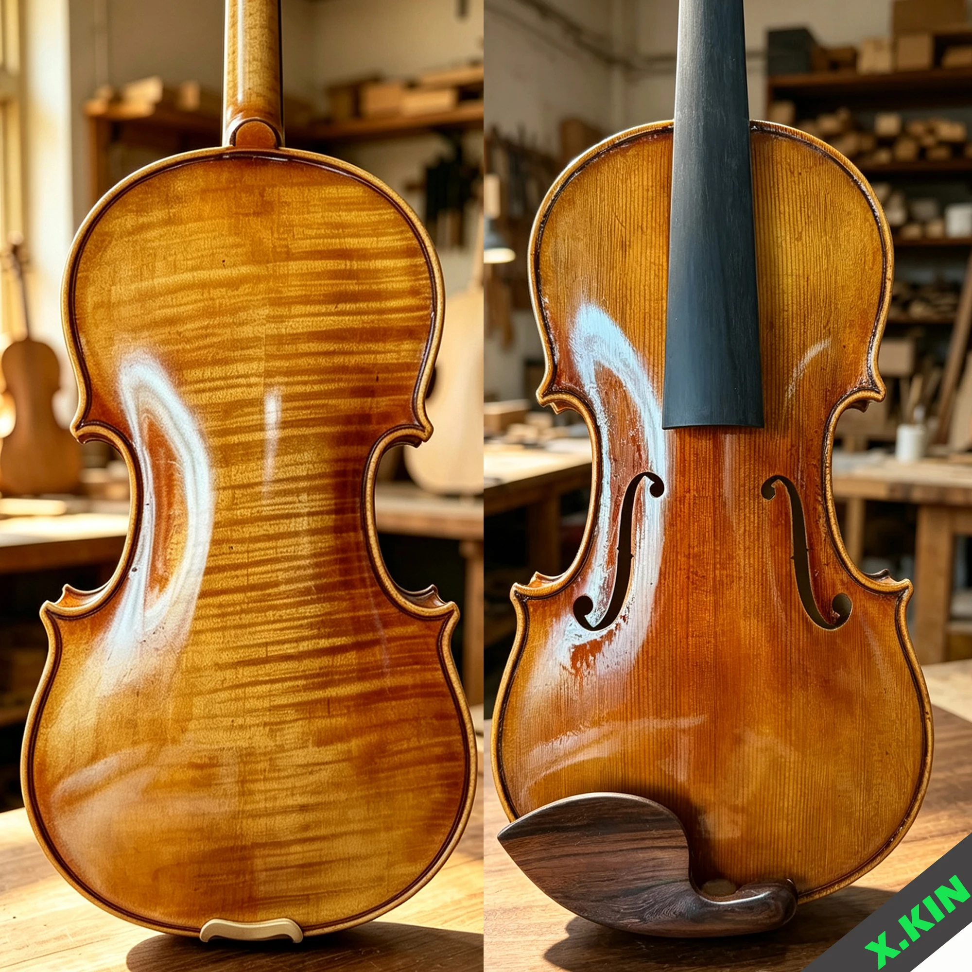 Professional Handmade 4/4 Full Size Violin, European Spruce & Maple, Paganini 1724 Copy, Complete Set with Case Bow Shoulder Rest