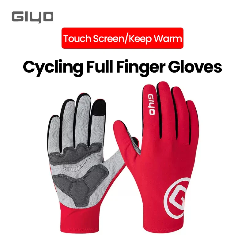 Giyo Extra Thick Full Finger Road Cycling Gloves Thermal Fleece Outdoor Sports Long Mittens Touch Screen MTB Winter Autumn Glove