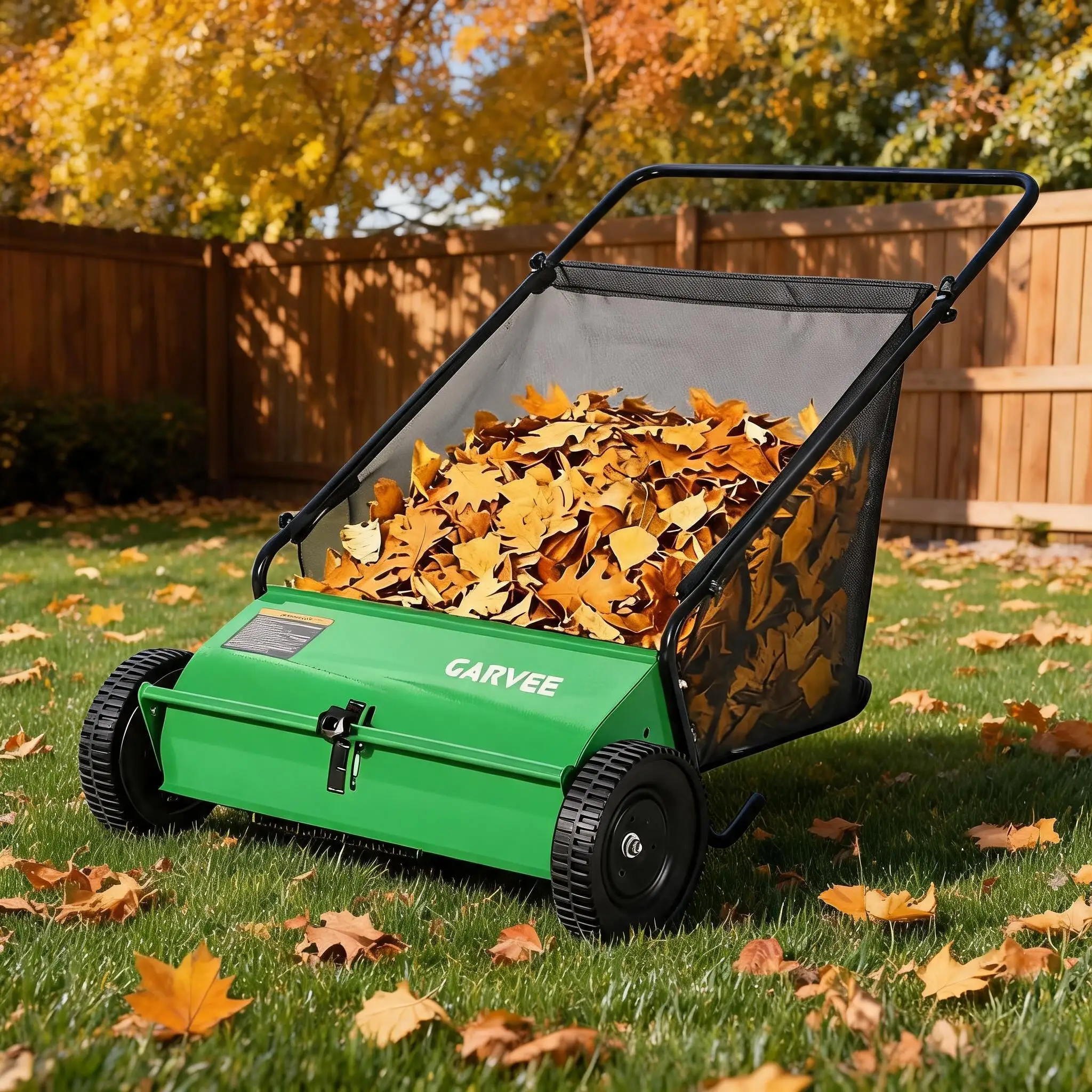 Spazzatrice manuale per prato da spingere 21 pollici – 3 spazzole rotanti a forma di V – contenitore di raccolta da 6 Cu Ft – trasmissione 5:1 e regolazione dell'altezza – per prato, cortile, vialetto