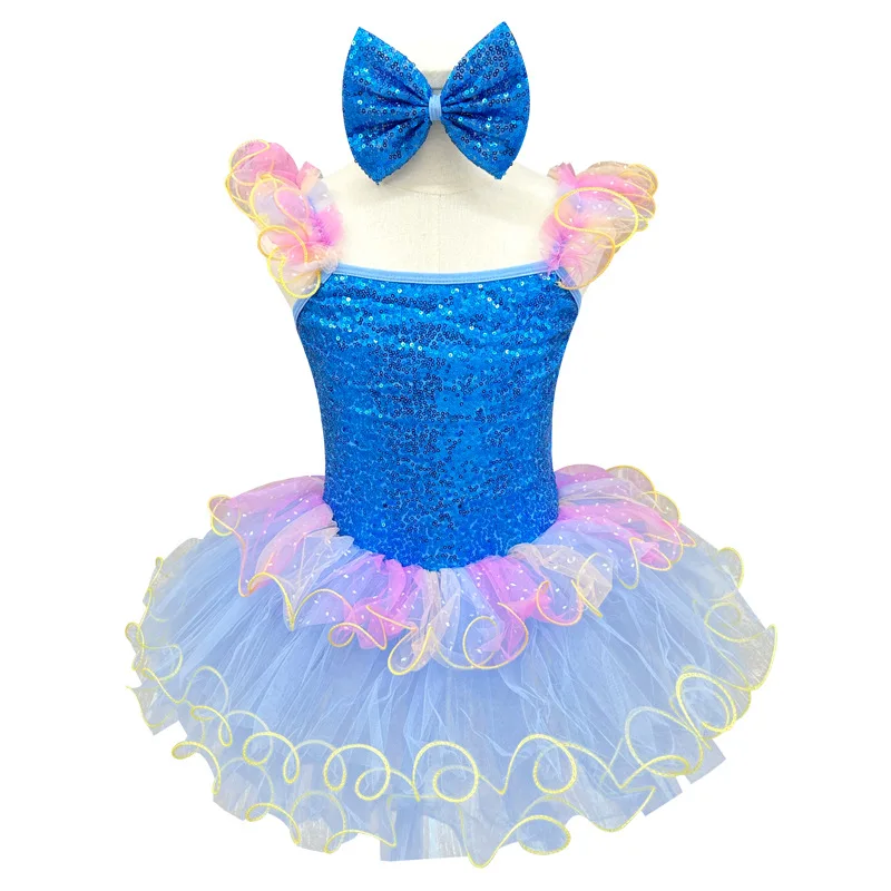 Girls' Pengpeng Sequin Yarn Princess Performance Dress Children's Ballet Skirt for Dance for Stage Performances