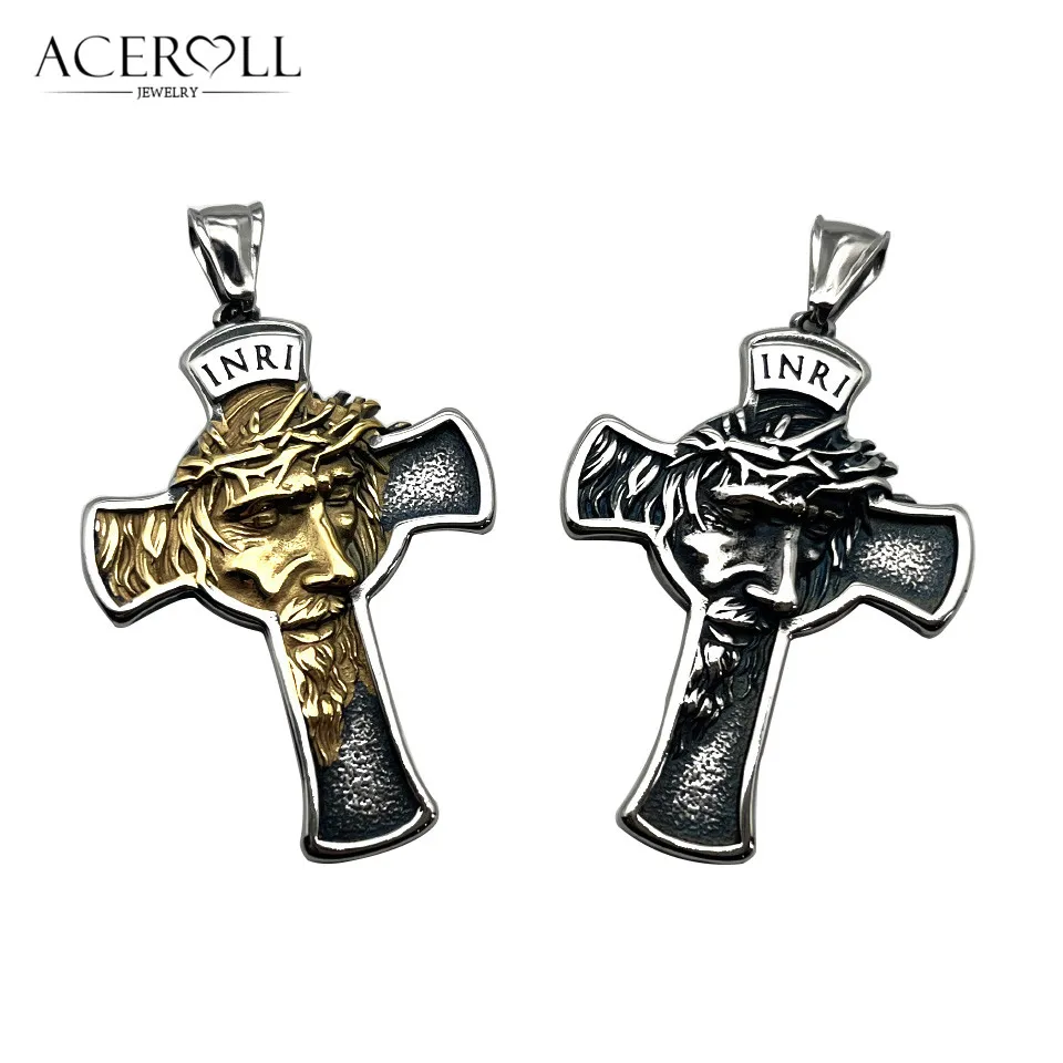 ACEROLL Stainless Steel Pendant Charms of Crucifix Jesus Cross New Arrival