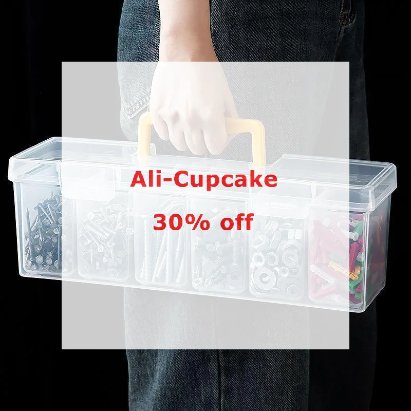 Clear Plastic Hardware Storage Organizer With Adjustable Dividers For Home DIY Garage Parts Sorting