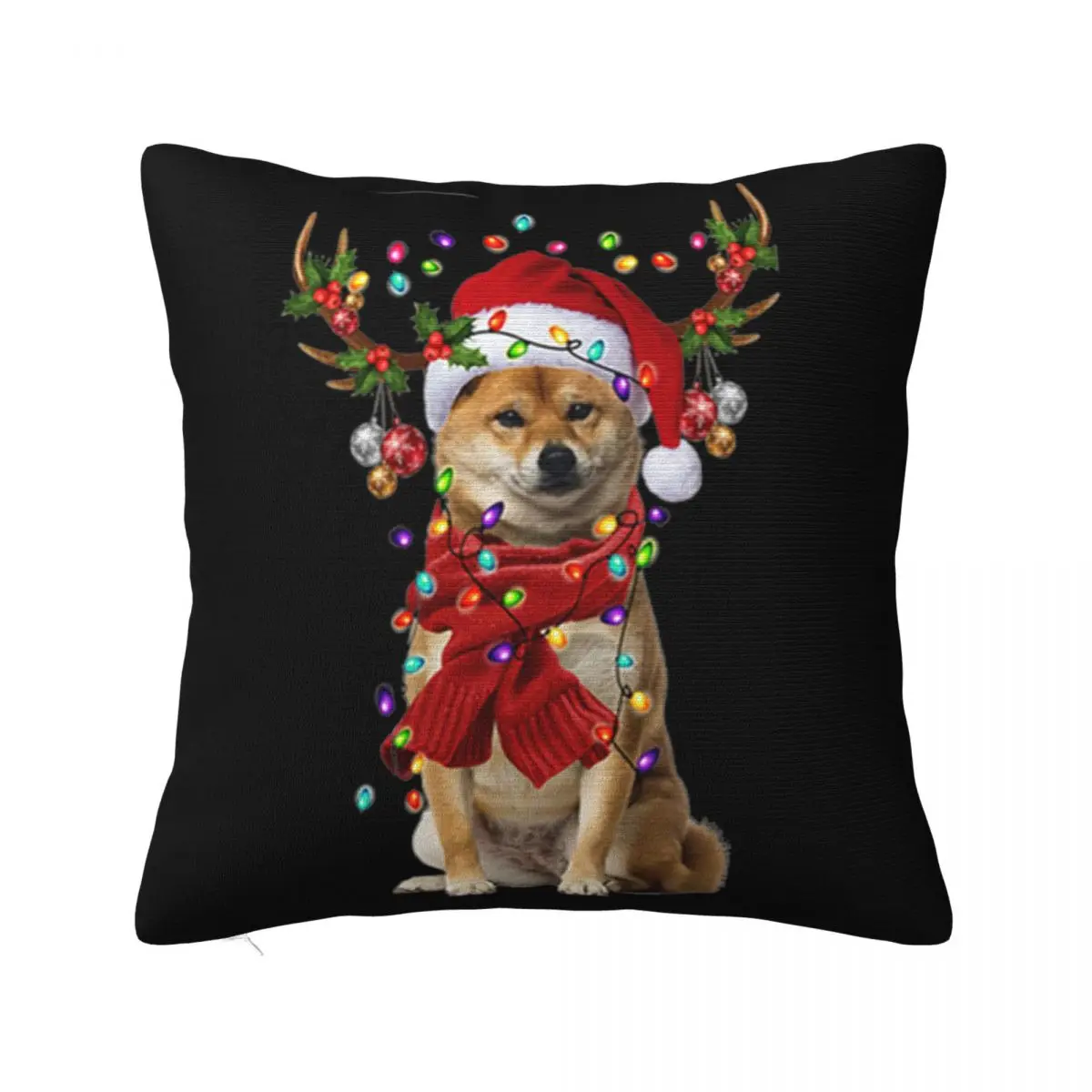 

Shiba Inu Reindeer Christmas Summer Brand New Retro High Quality Child New Arrival Text New Design Simple Pillow Case