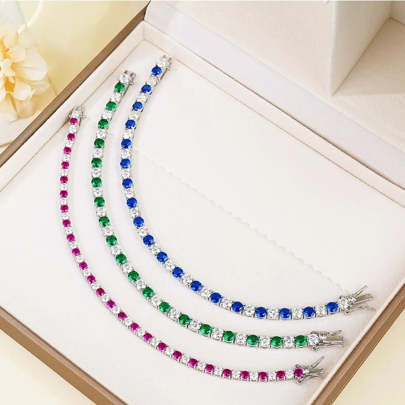 4mm  Moissanite Bracelet 925Silver tennis bracelet, elegant and sophisticated, high-end fashion, versatile bracelet