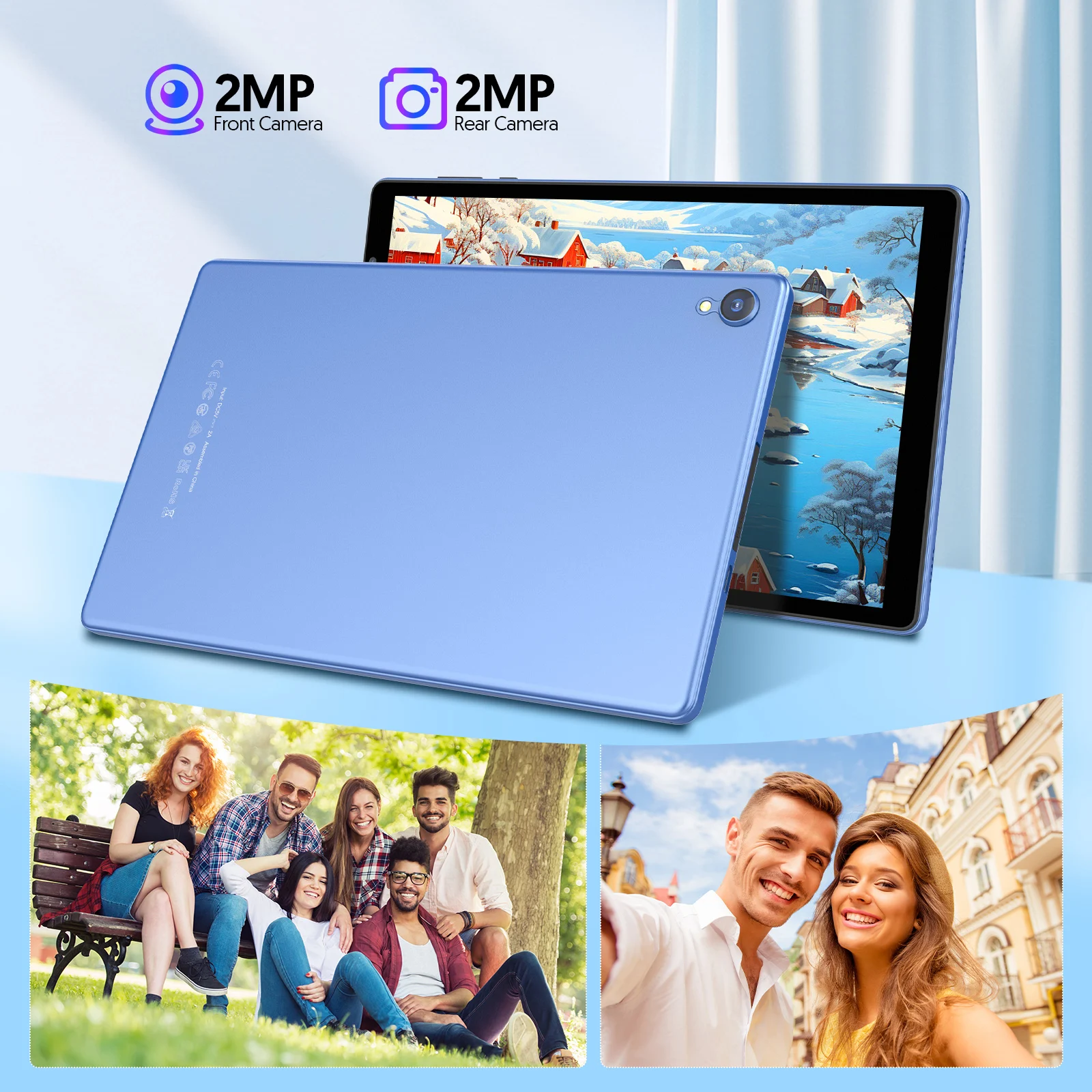 Tablet Android de 10 polegadas, 4 GB (expansão de memória 2G + 2G) RAM + 32 GB ROM, tela 1280x800 IPS, câmeras duplas, WiFi, bateria de 6000 mAh