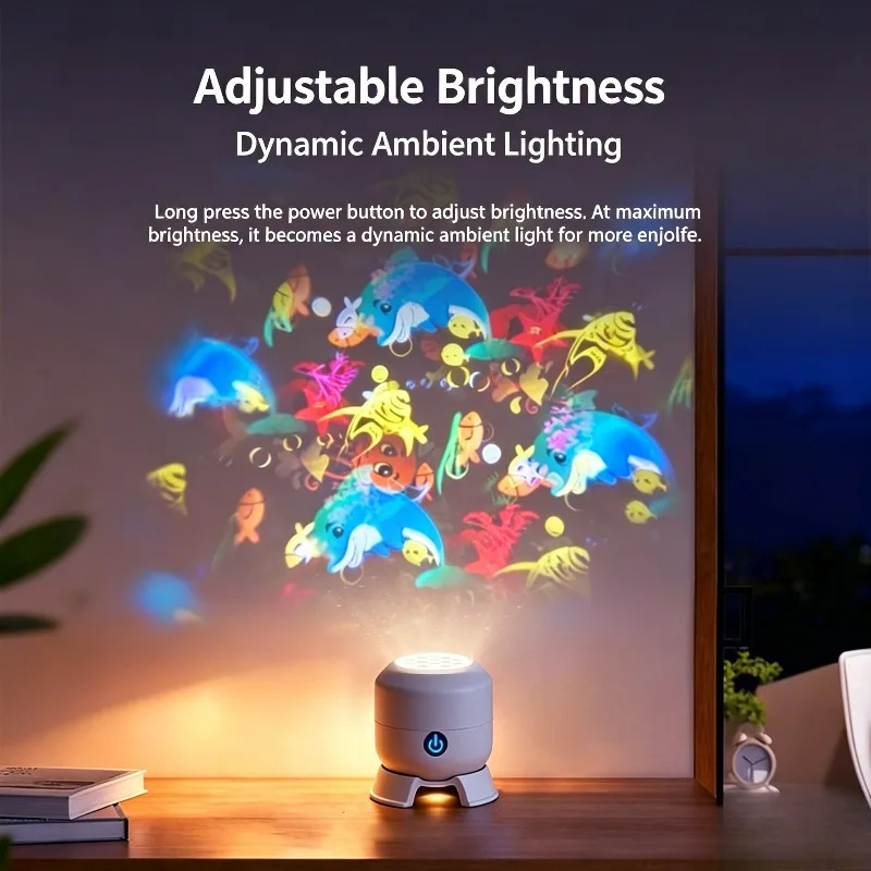 Rotating Led Ocean Snowflake Christmas Projection Lamp Usb Rechargeable Room Decor Atmosphere Night Light Projector