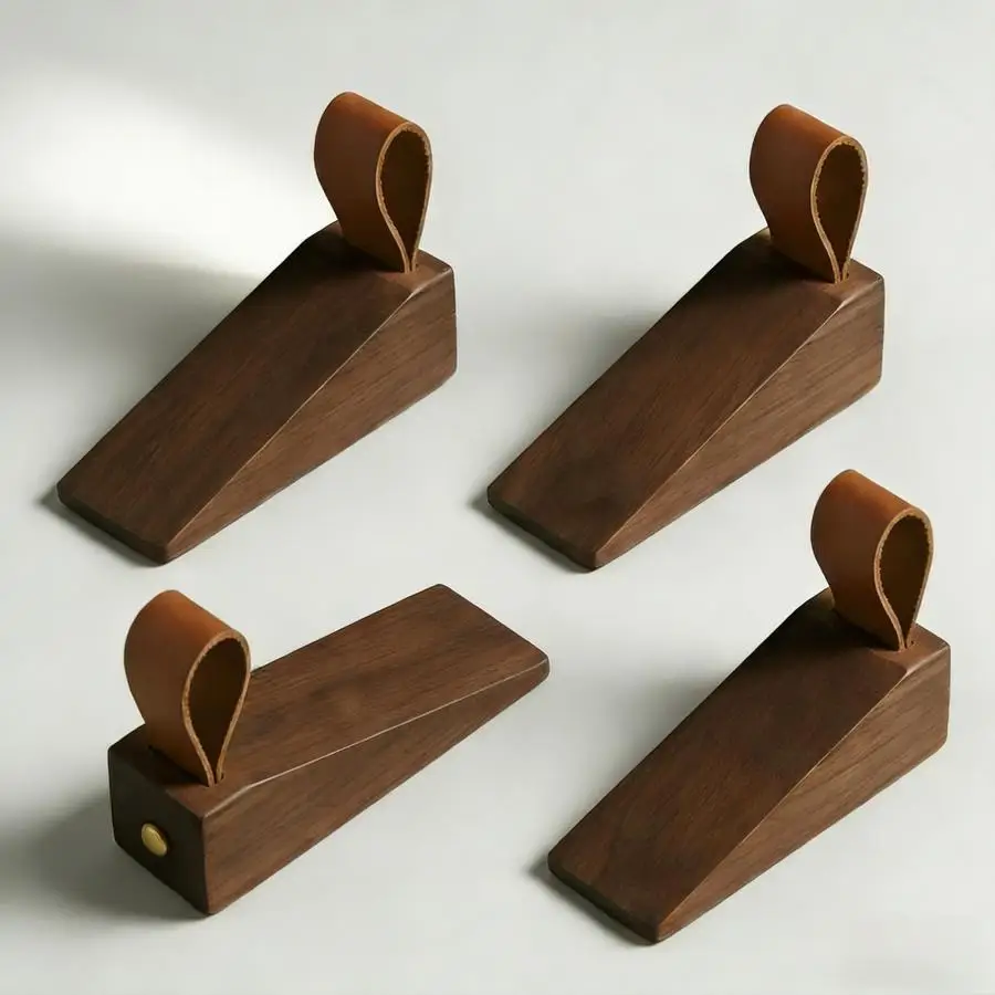 1/5/10/20/50/100pcs Wooden Door Stops Made of Solid Wood, Featuring Anti-Slip Door Wedges That Elevate And Creatively Prevent Do