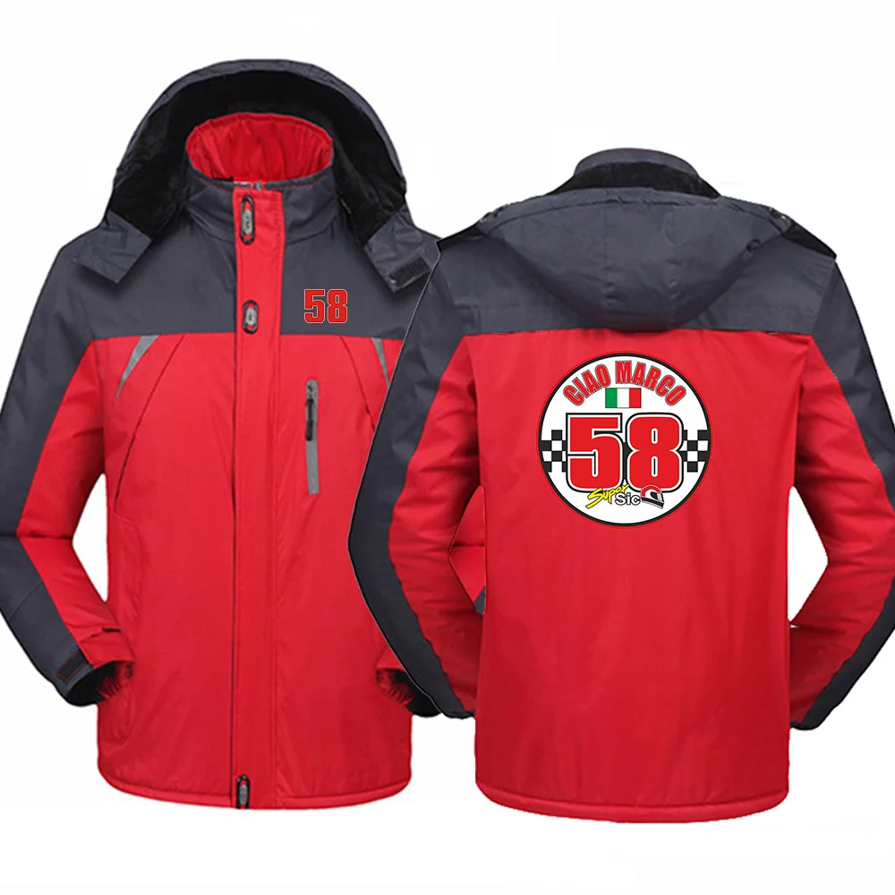 

2025 Autumn And Winter Man's Classic Coat Jacket Marco Simoncelli Super Sic 58 Logo Print Cotton Thickened Windbreaker Hoodies