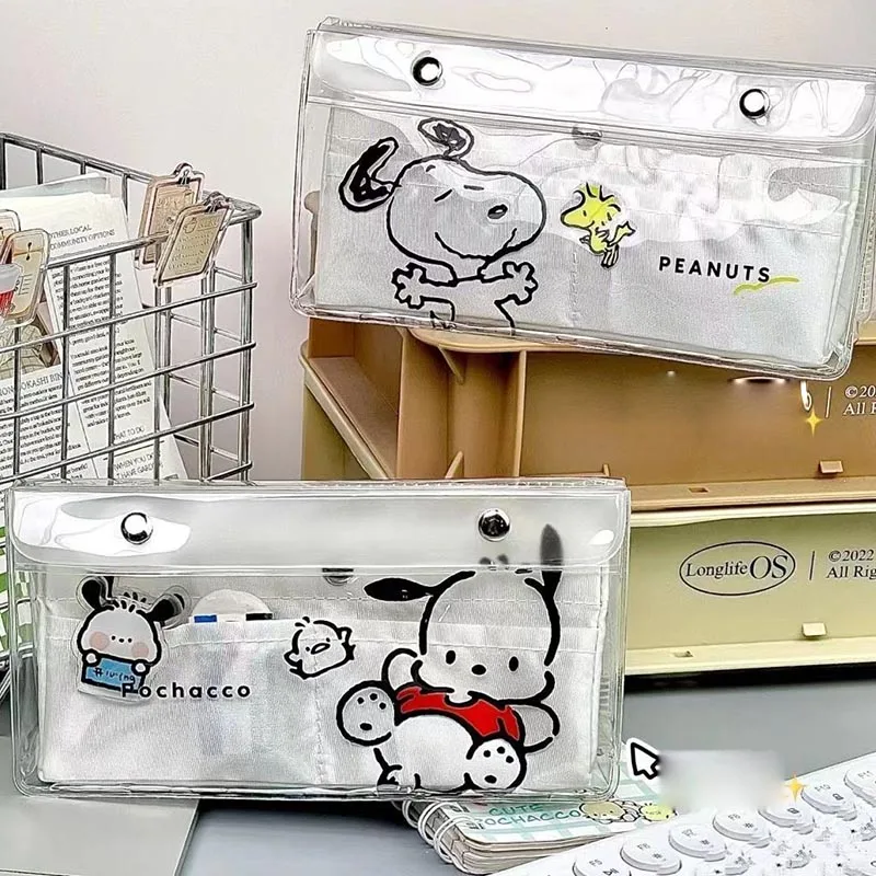 6pcs/lot Transparent Snoopy Pencil Case Creative Multilayer Pencil Box Pen Bag Stationery Gift Office School Supplies