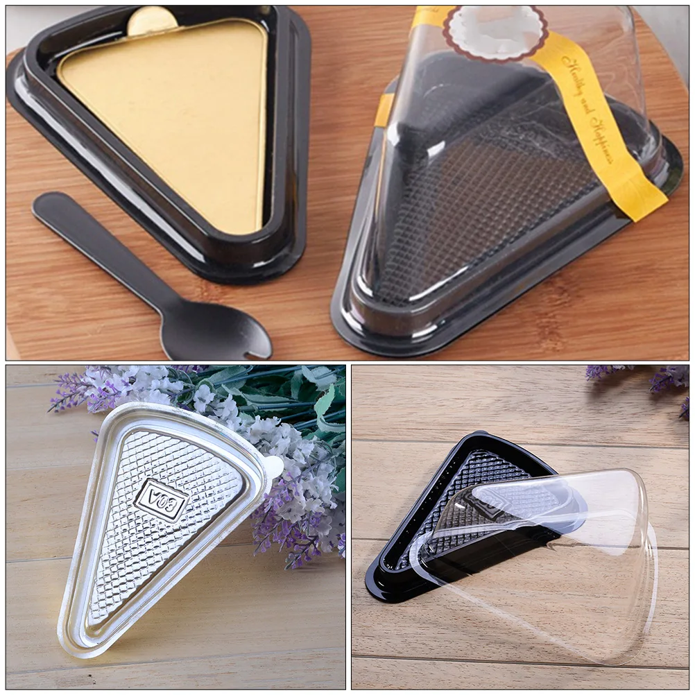 

50pcs Cake Box Transparent Triangle Dessert Packing Mousse Storage Pastry Boxes Environmental Friendly Beautiful Practical
