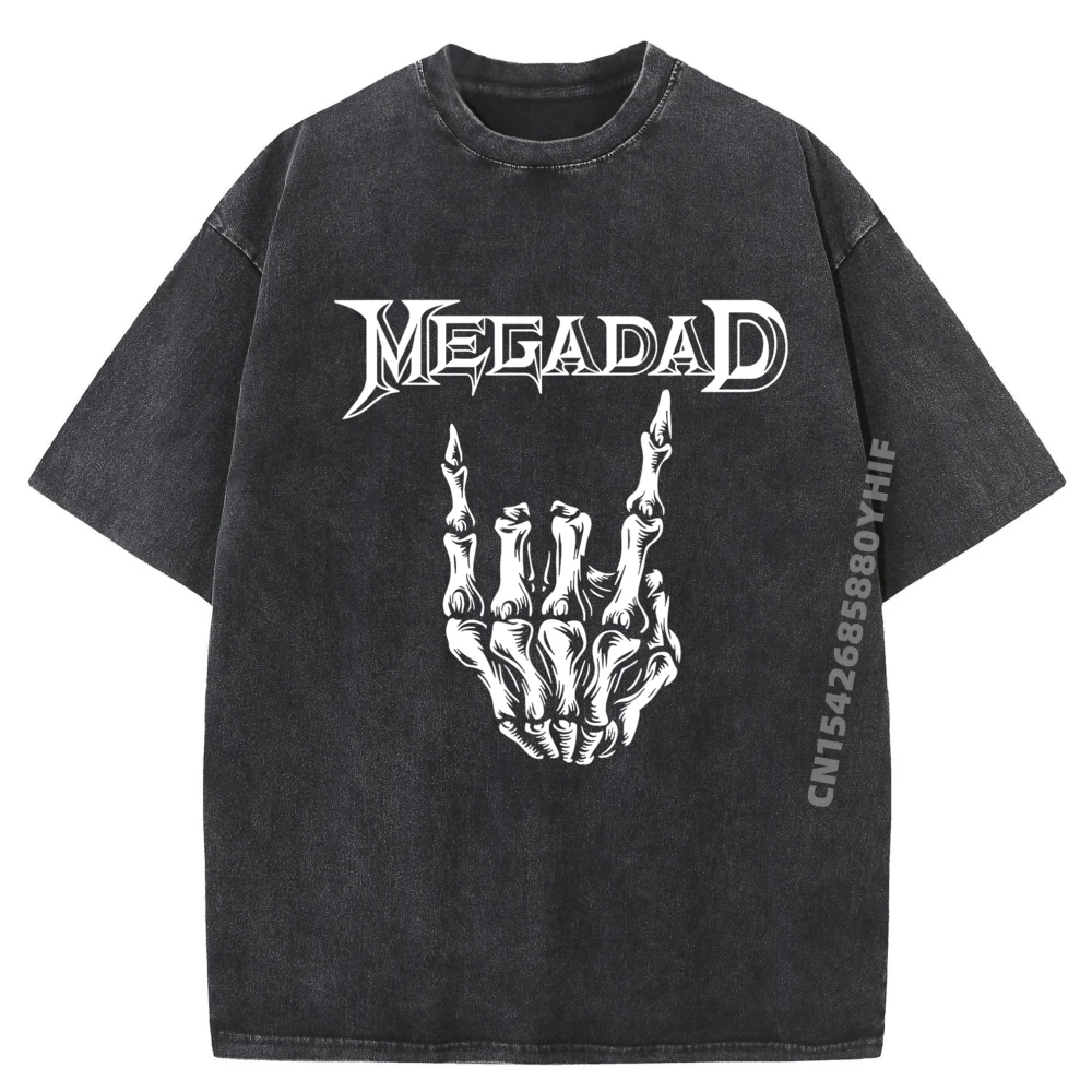 

Megadad 90s Hard Band День отца Мужская дизайнерская одежда Мужская футболка с рисунком Винтажная стираная рубашка для мужчин