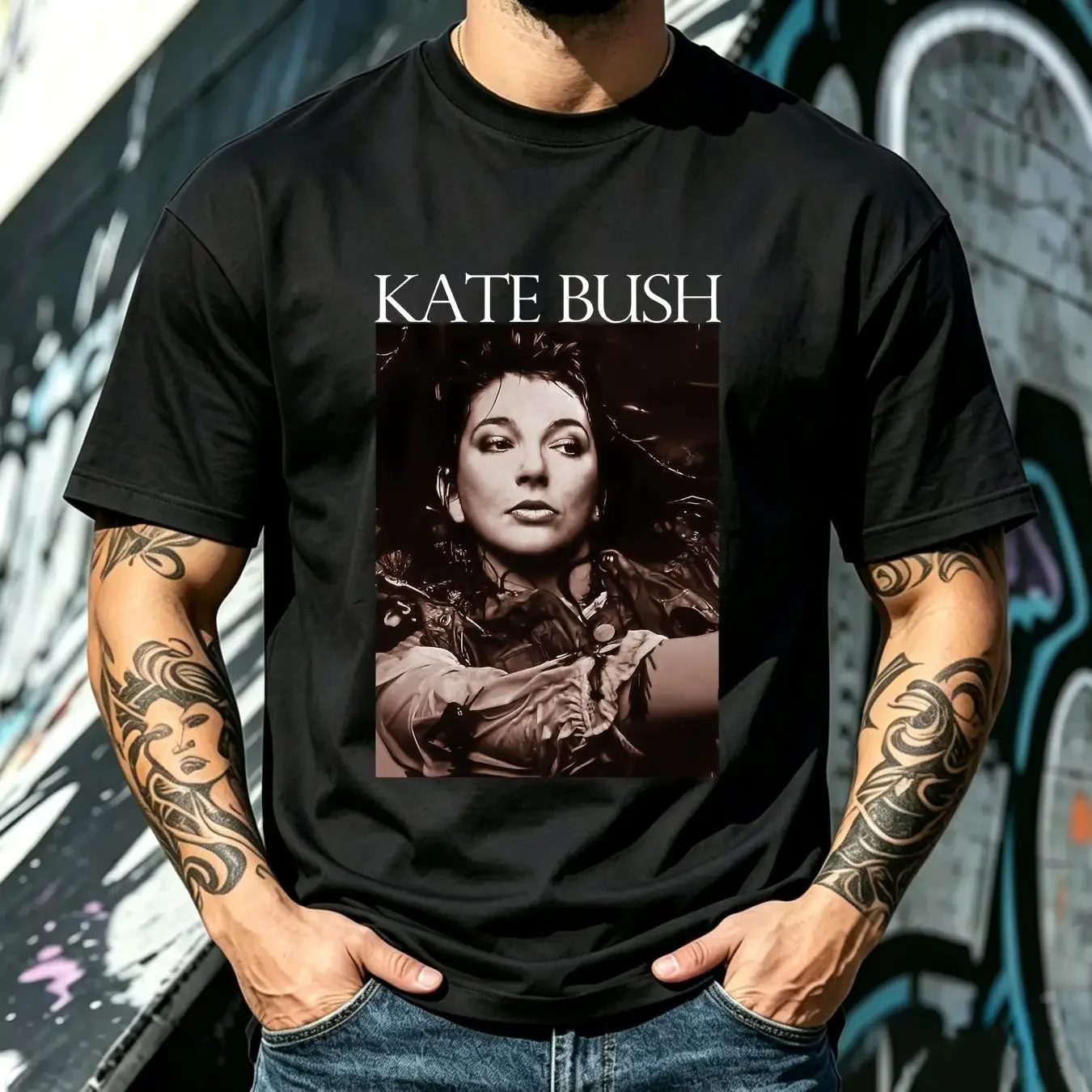 washed T Shirt Kate Bush The Kick Inside Vintage Hounds of Love 80s vintage Washed fashion designer clothes Stretched Versatile