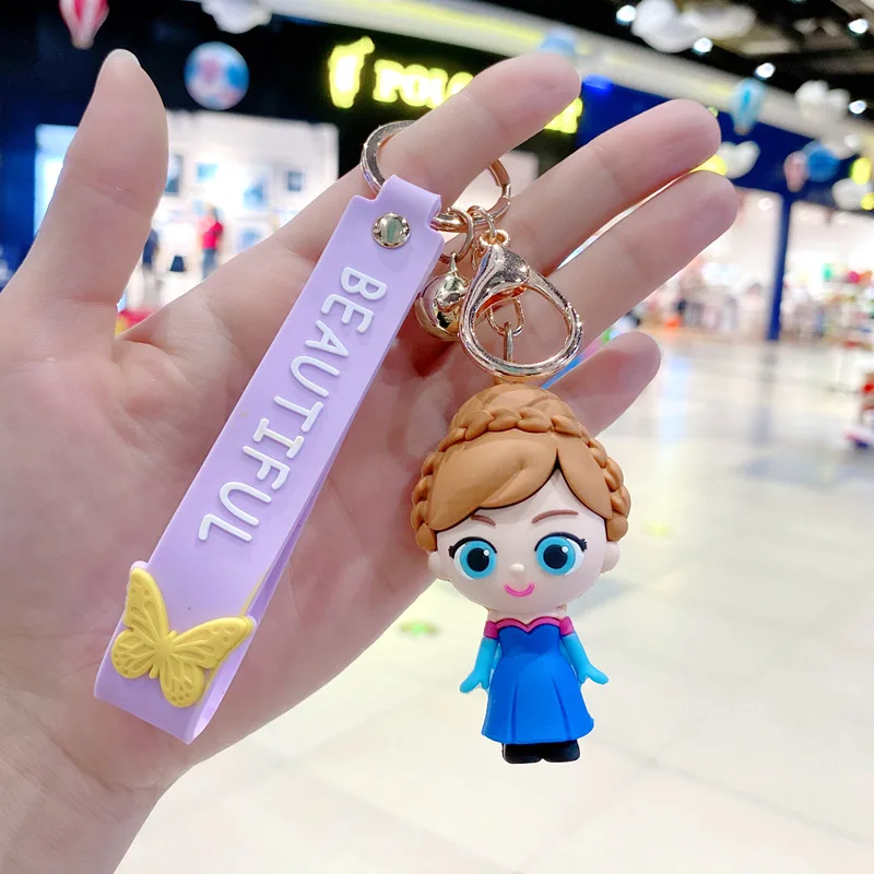 Creative Cartoon Frozen Series Key Chain Female Cute Drop Glue Doll Key Chain Ring