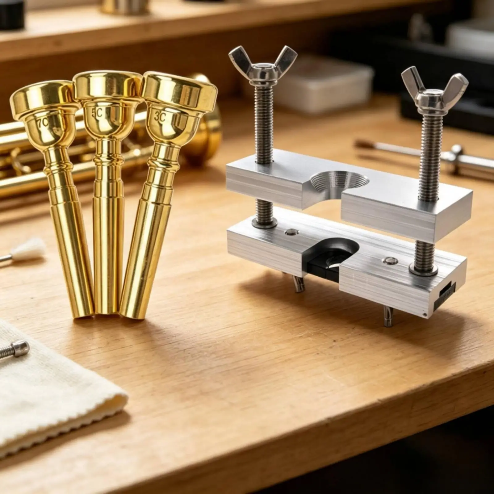 4 Pieces Embouchure Piece Puller Tapered Embouchure Piece Extractor with Clamp Professional-Grade Brass Instrument Repair Tool